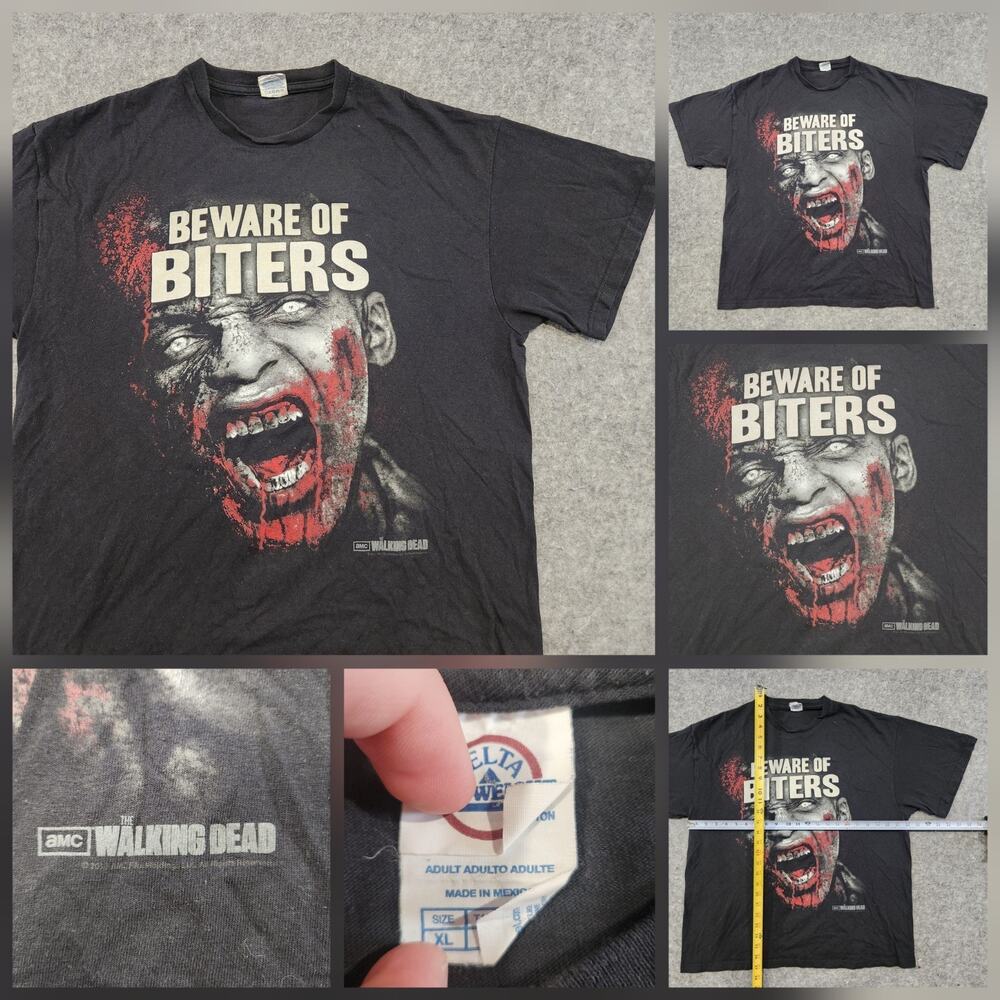 VTG The Walking Dead TWD Mens XL Beware Of Biters AMC TV Series Graphic T Shirt‎